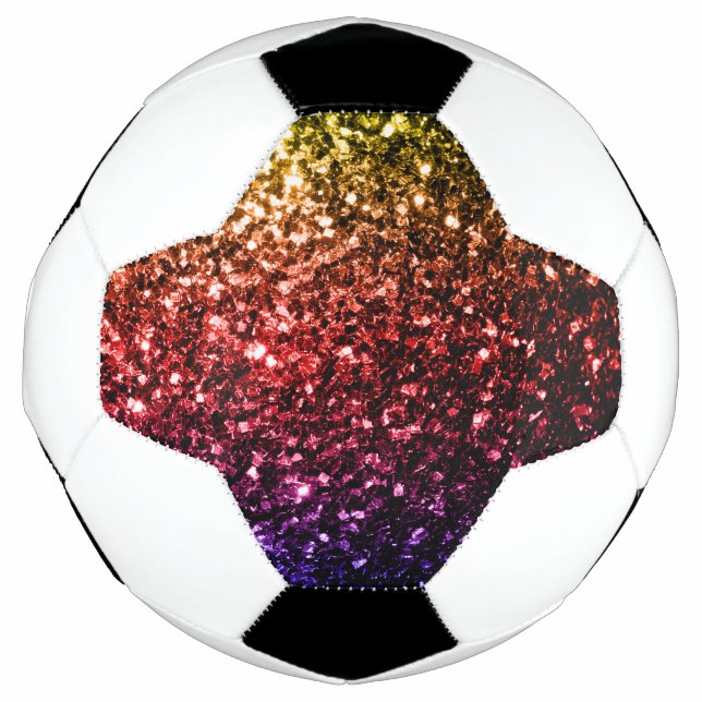 Colourful Rainbow faux glitter sparkles bling Football (Front)