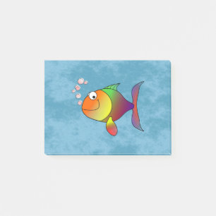 Colourful Rainbow Fish Cartoon Design Post-it Notes