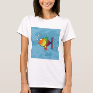 Colourful Rainbow Fish Cartoon Design T-Shirt