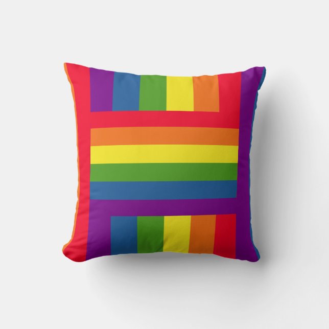 Colourful Rainbow Flag Gay Pride Cushion (Front)