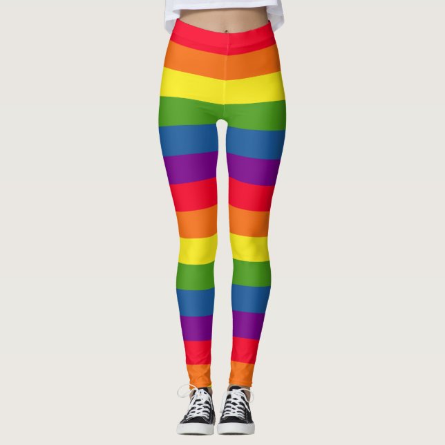 Colourful Rainbow Flag Gay Pride Leggings (Front)