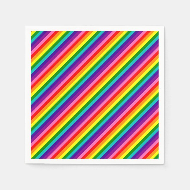 Colourful Rainbow Flag Stripes Pattern LGBT Bright Napkin (Front)