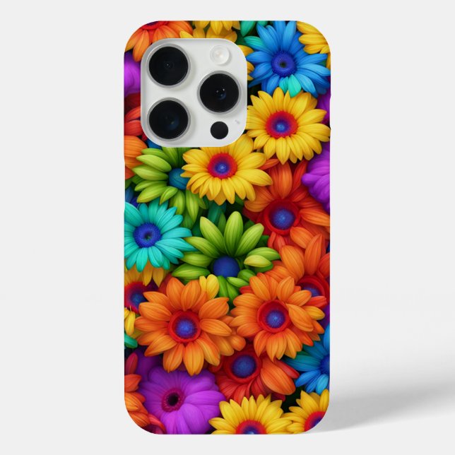 Colourful Rainbow Floral #22 - iPhone 15 Pro Cases (Back)