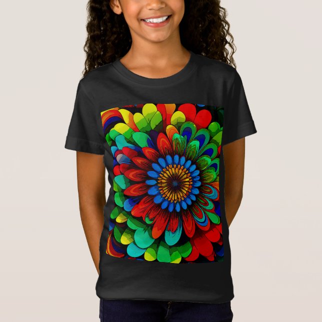 Colourful Rainbow Flower 104 T-Shirt (Front)