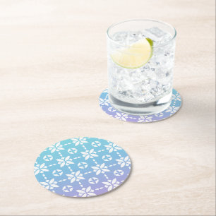 Colourful Rainbow Flower Pattern Round Paper Coaster