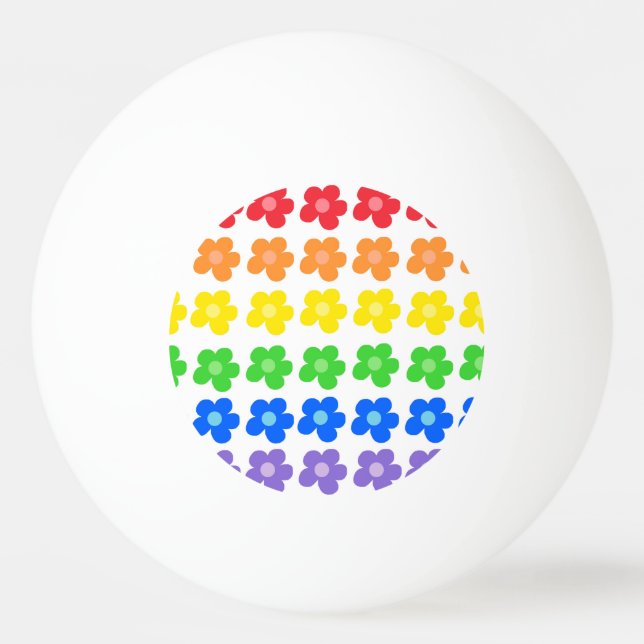 Colourful Rainbow Flowers  Ping Pong Ball (Front)