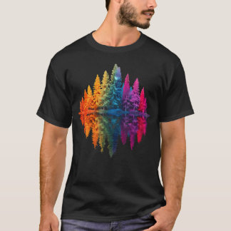 Colourful Rainbow Forest Trees Reflection Wildlife T-Shirt