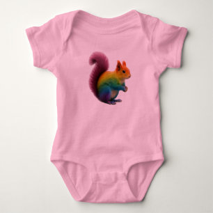 Colourful Rainbow Fur Squirrel Sticker Baby Bodysuit