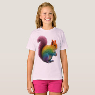 Colourful Rainbow Fur Squirrel Sticker T-Shirt