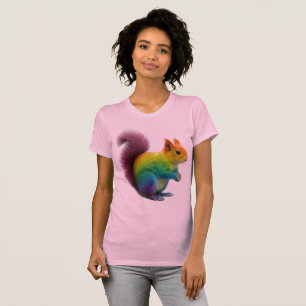 Colourful Rainbow Fur Squirrel Sticker T-Shirt