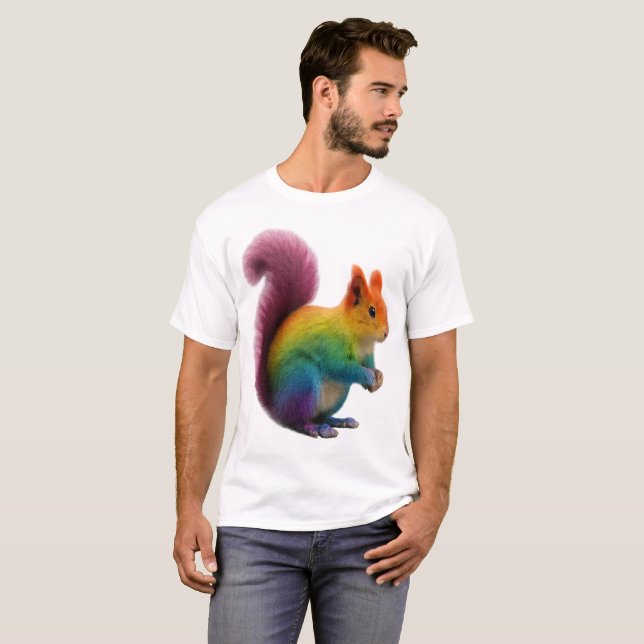  Colourful Rainbow Fur Squirrel Sticker  T-Shirt (Front Full)