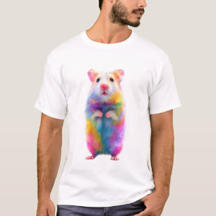 Colourful Rainbow Furry Hamster Portrait Men T-Shirt