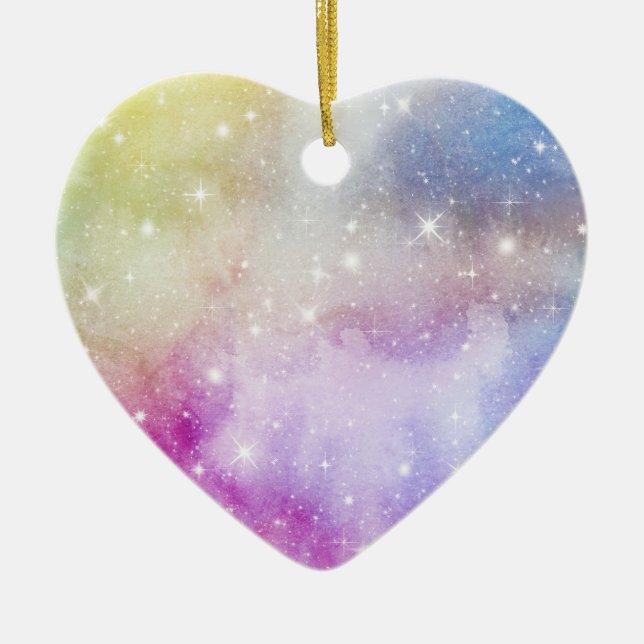 Colourful Rainbow Galaxy Pattern Ceramic Tree Decoration (Front)