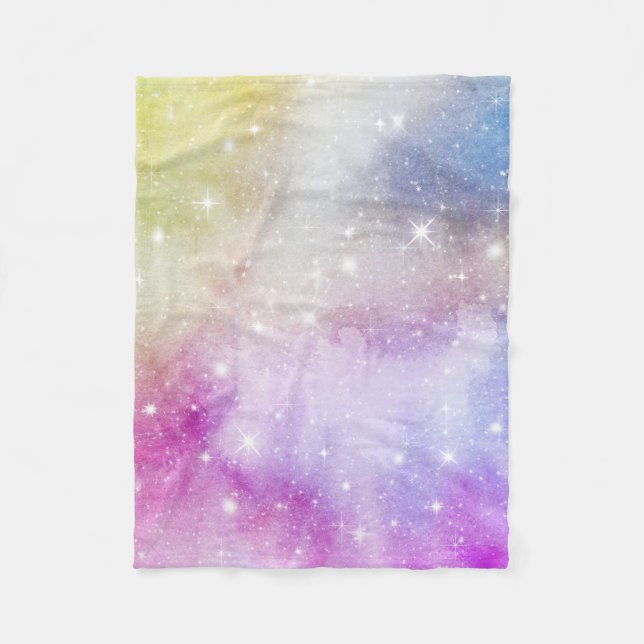 Colourful Rainbow Galaxy Pattern Fleece Blanket (Front)