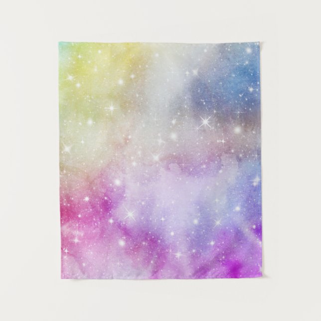Colourful Rainbow Galaxy Pattern Tapestry (Front)