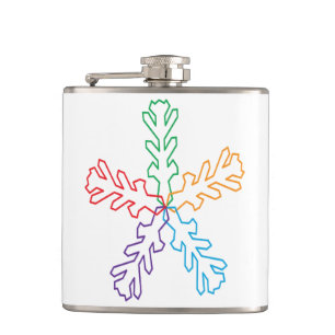Colourful Rainbow Geometric Snowflake Star Hip Flask