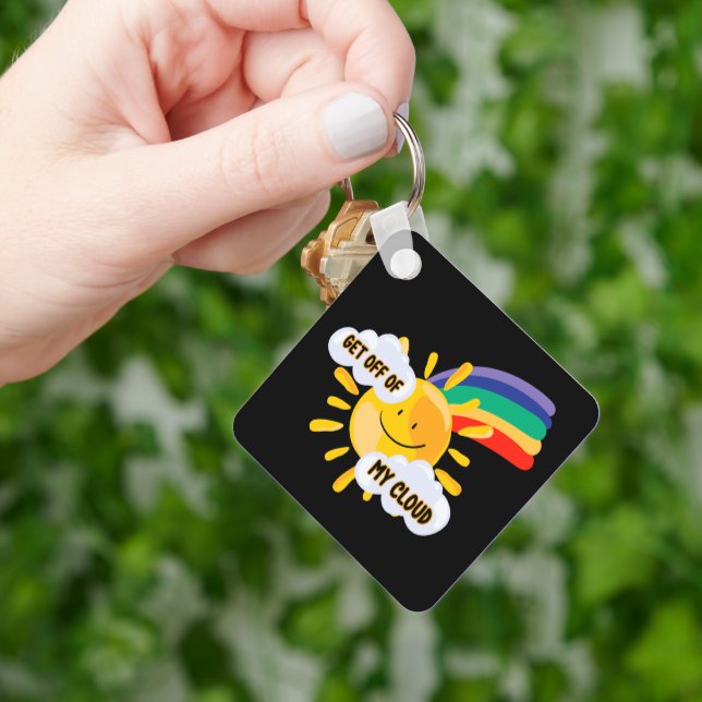 Colourful Rainbow Get Off of My Cloud Key Ring (Hand)