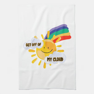 Colourful Rainbow Get Off of My Cloud Tea Towel