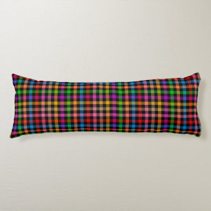 Colourful Rainbow Gingham Plaid Design - Black Body Cushion