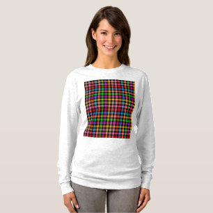 Colourful Rainbow Gingham Plaid Design - Black T-Shirt