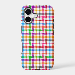 Colourful Rainbow Gingham Plaid Design - White