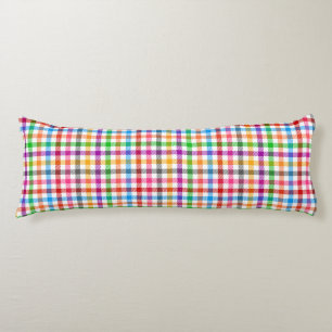Colourful Rainbow Gingham Plaid Design - White Body Cushion