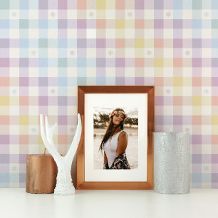 Colourful Rainbow Gingham Wallpaper 