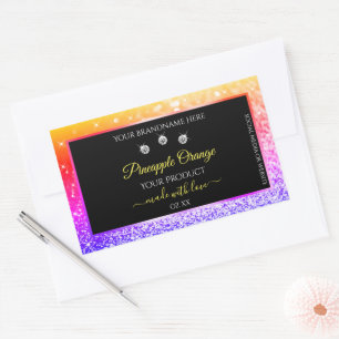 Colourful Rainbow Glitter and Black Product Labels