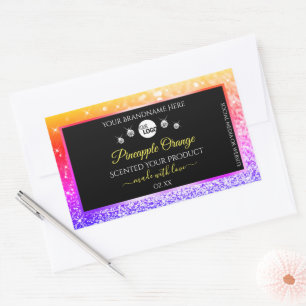 Colourful Rainbow Glitter Black Product Labels Log