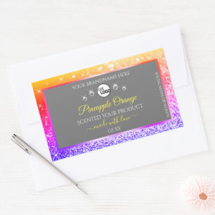 Colourful Rainbow Glitter Grey Product Labels Logo