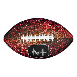 Colourful Rainbow glitter sparkle Monogram name American Football