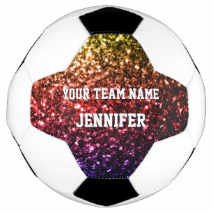 Colourful Rainbow glitter sparkles Your name Team Football