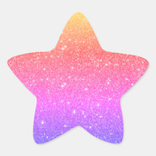 Colourful Rainbow Glitter  Star Sticker