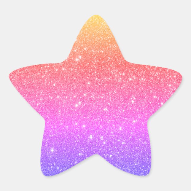 Colourful Rainbow Glitter  Star Sticker (Front)