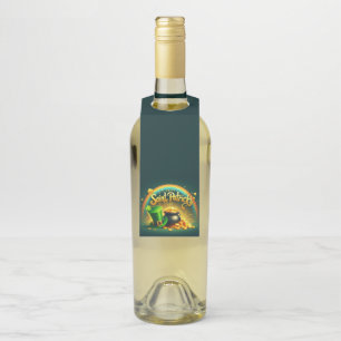 Colourful rainbow gold Saint Patrick's Day Bottle Tag