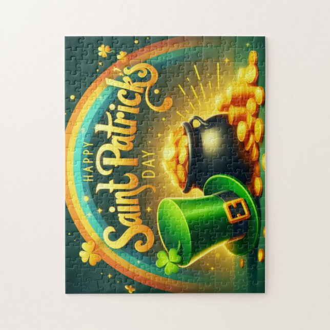 Colourful rainbow gold Saint Patrick's Day Jigsaw Puzzle (Vertical)