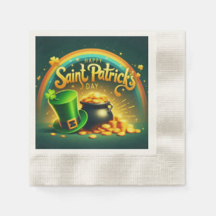 Colourful rainbow gold Saint Patrick's Day Napkin