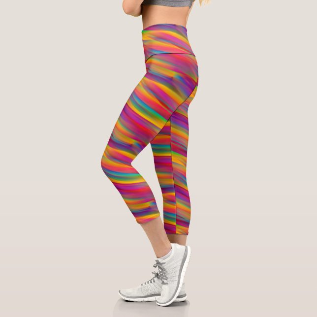 Colourful Rainbow Gradient Capri Leggings (Left)