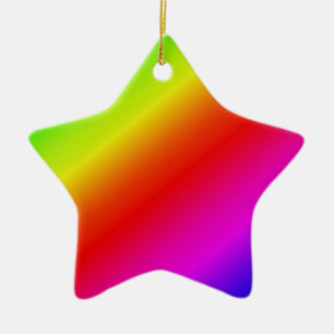 Colourful Rainbow Gradient Diagonal Blend Ceramic Tree Decoration