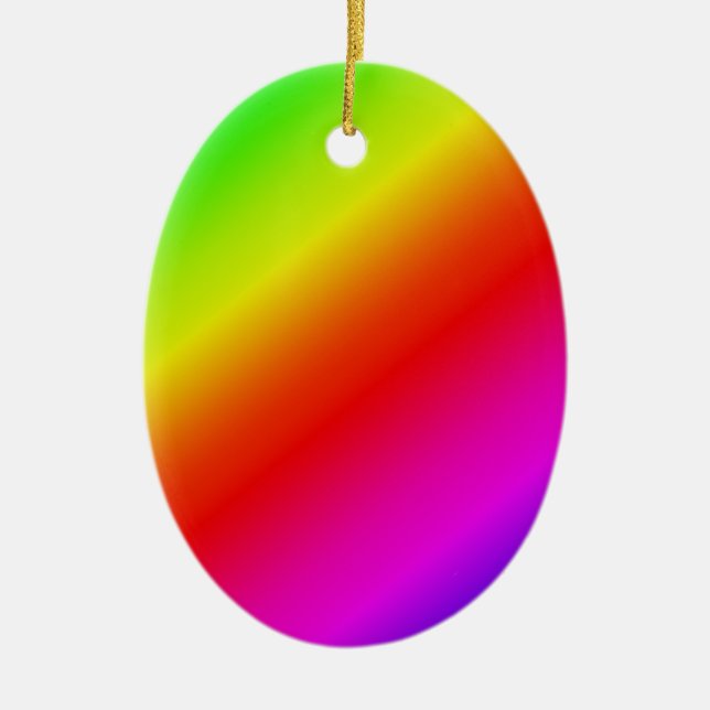 Colourful Rainbow Gradient Diagonal Blend Ceramic Tree Decoration (Front)