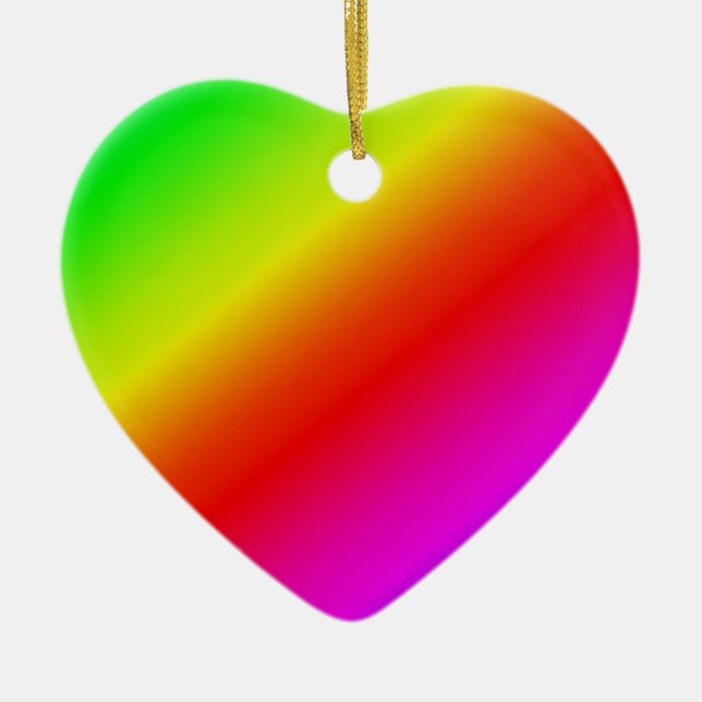 Colourful Rainbow Gradient Diagonal Blend Ceramic Tree Decoration (Front)