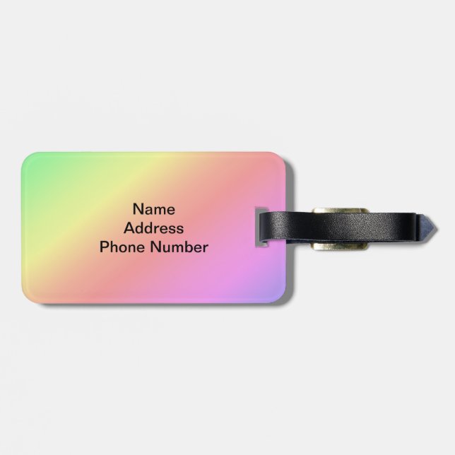 Colourful Rainbow Gradient Diagonal Blend Luggage Tag (Back Horizontal)