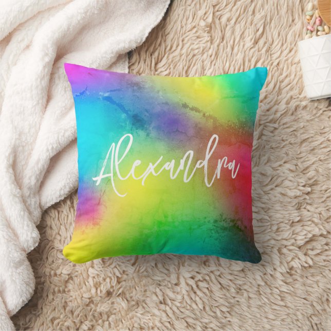 Colourful Rainbow Gradient Textured Vibrant Cushion (Blanket)