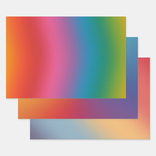 Colourful Rainbow Gradient  Wrapping Paper Sheet (Set)