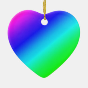 Colourful Rainbow Green Blue Purple Diagonal Blend Ceramic Tree Decoration