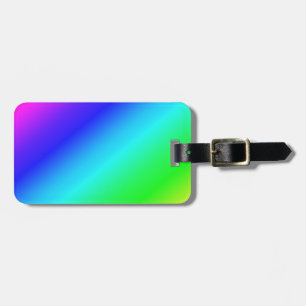 Colourful Rainbow Green Blue Purple Diagonal Blend Luggage Tag