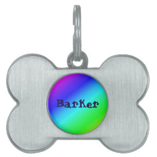 Colourful Rainbow Green Blue Purple Diagonal Blend Pet ID Tag