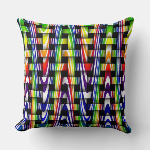 Colourful Rainbow Green Red Yellow Blue Wave Pillo Cushion
