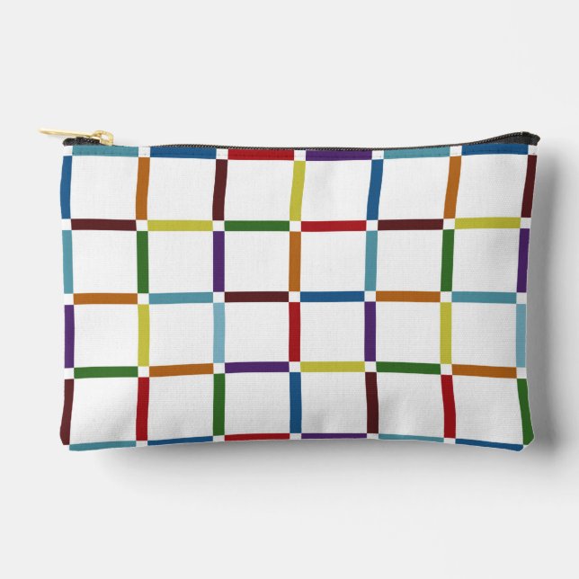 Colourful Rainbow Grid with Negative Space Accessory Pouch (Front)
