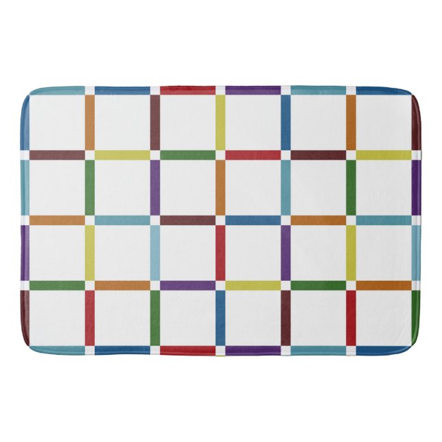Colourful Rainbow Grid with Negative Space Bath Mat (Front)